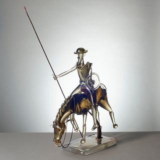 L. De Rai Signed Art Glass Sculpture Of Don Quixote On