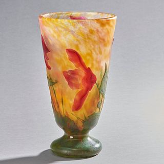 Daum Nancy Footed Cameo Glass Vase