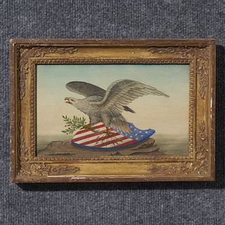 19th Century American School Oil On Board,  American