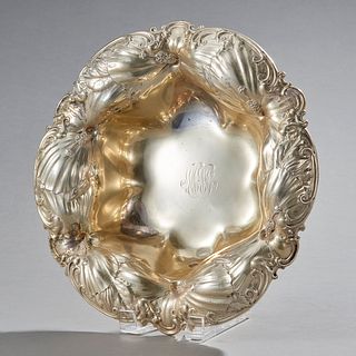 Sterling Silver Bowl With Floral Reposse Border