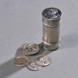 Rare Queen Anne Silver Counter Case With Counters,