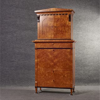 Custom Maple Burlwood  Biedermeier Style Bookcase