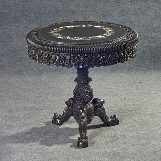 Antique Rosewood Anglo-Indian Center Table With Pietra
