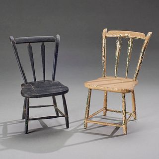 Two Early Miniature Painted Windsor Chairs