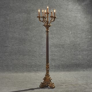 Bronzed Altar Stick Torchiere 6 Light Floor Lamp