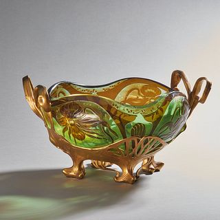 Orivit Art Nouveau Cameo Art Glass Bowl On Stand