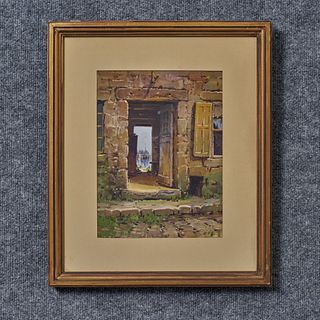 Hezekiah Anthony Dyer (1872-1943) Watercolor Of Doorway