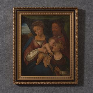 Continental School, Oil On Canvas, Madonna & Child