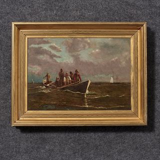 Oil On Canvas, Fishermen In A Dory