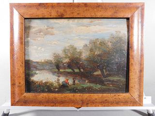 Camille-Jean-Baptiste Corot Oil On Board, River's Edge