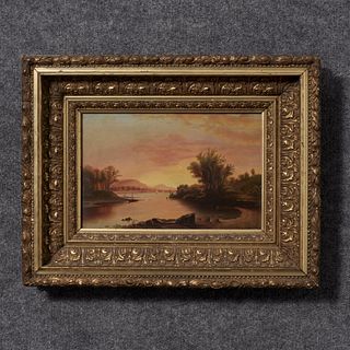 19th Century Oil On Canvas, River Sunset