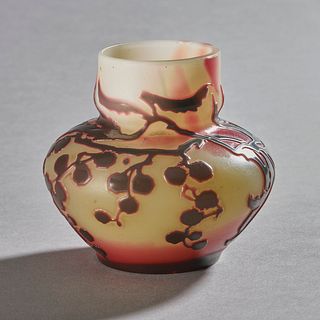 DeVez Art Glass Cameo Glass Miniature Vase