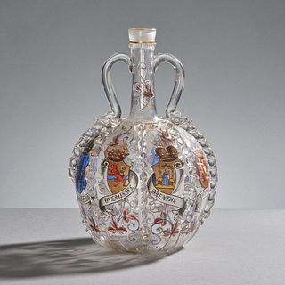 Early 19th Century Enameled Two Handle Decanter