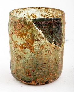 Ancient Roman Cylindrical Glass Beaker