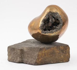 Brutalist Modern Sphere Bronze Sculpture