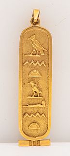 Antique 18K Gold Signed Egyptian Cartouche Pendant