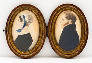 19th C Portrait Miniatures of Robert Bayard & Wife