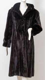 Dyed Mink Fur Full Length Coat with Removable Hood