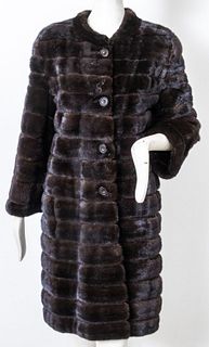 Mink and Suede Striped Fur Coat