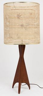 Mid-Century Modern Wood Tripod Table Lamp