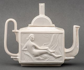 Art Deco Revival Iridescent Glazed Ceramic Teapot