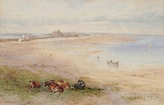 Thomas Francis Wainewright (British, 1794-1883)      Beach Vista with Foreground Cattle