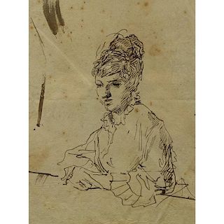 Attilio Simonetti  (Italy 1843 - 1925) Ink Sketch