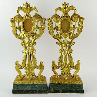 Pair of 19th Century Continental Carved and Gilt Wood Reliquaries.