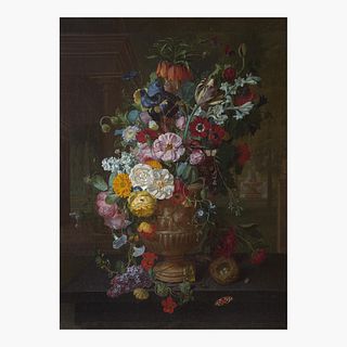 Jean-Fran?ois Eliaerts (Belgian, 1761?1848) Still Life with Mixed Flowers in an Urn on a Ledge