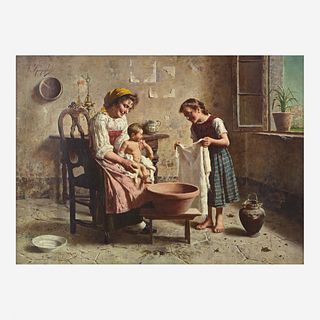 Eugenio Zampighi (Italian, 1859-1944) Baby's Bath