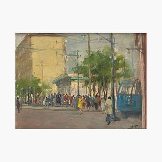 Aleksandr Mikhailovich Gerasimov (Russian, 1881?1963) Moscow Street Scene