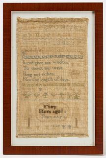 Needlework Sampler by Mary Harris Dated 1828