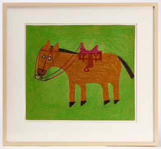 Eddie Arning "Horse on Green"