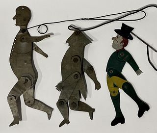 Three Tin Toy Folk Art Dancing Men