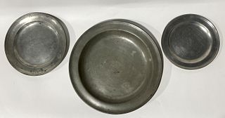 Lot of Three Antique Pewter Plates