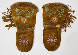 Native American Leather Beaded Gloves