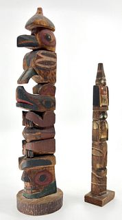 Two Northwest Coast Totem Poles
