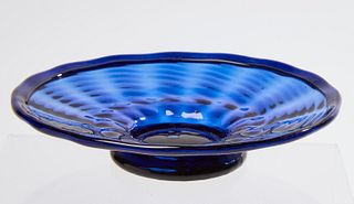 Blue Glass Rib Broken Swirl Dish