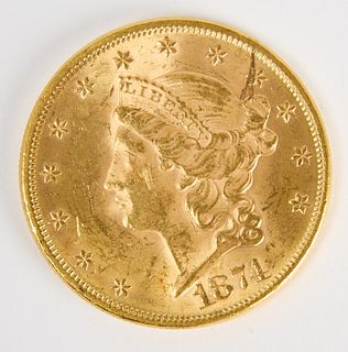 Twenty Dollar Liberty Gold Coin, 1874