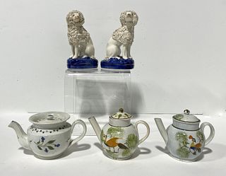 Three Soft Past Tea Pots - Pair Poodles
