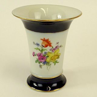 Meissen Hand Painted Porcelain Vase. Signed with crossed swords. Good condition. Measures 5-1/4" H. Shipping $55.00
