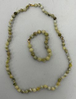 Jade Bead Necklace and Bracelet