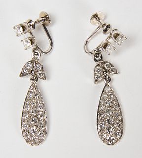 Pair of 14K and Diamond Earrings