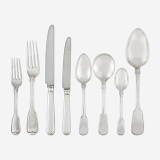 An Assembled English Sterling Silver Seven-Piece Flatware Service for Twelve various makers and dates