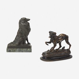 A Group of Two Bronze Dogs