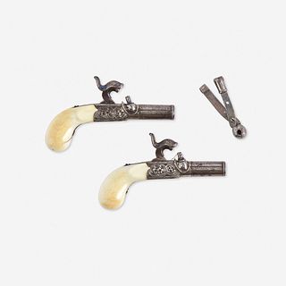 A Miniature Pair of Percussion Coat Pistols* probably French, circa 1840