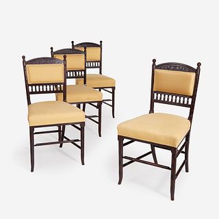A Group of Four English Aesthetic Movement Rosewood Side Chairs* Collinson & Lock (British, active 1870-1897), circa 1880