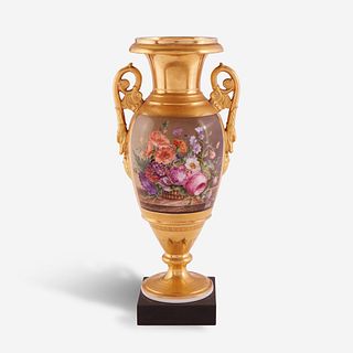 A Continental Enameled and Burnished Gilt Porcelain Vase circa 1815-30