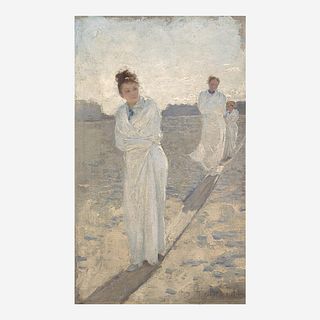 Albert Aublet (French, 1851?1938) Three Girls on a Beach