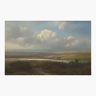 Pieter Lodewijk Francisco Kluyver (Dutch, 1816?1900) Extensive Landscape with Rolling Clouds